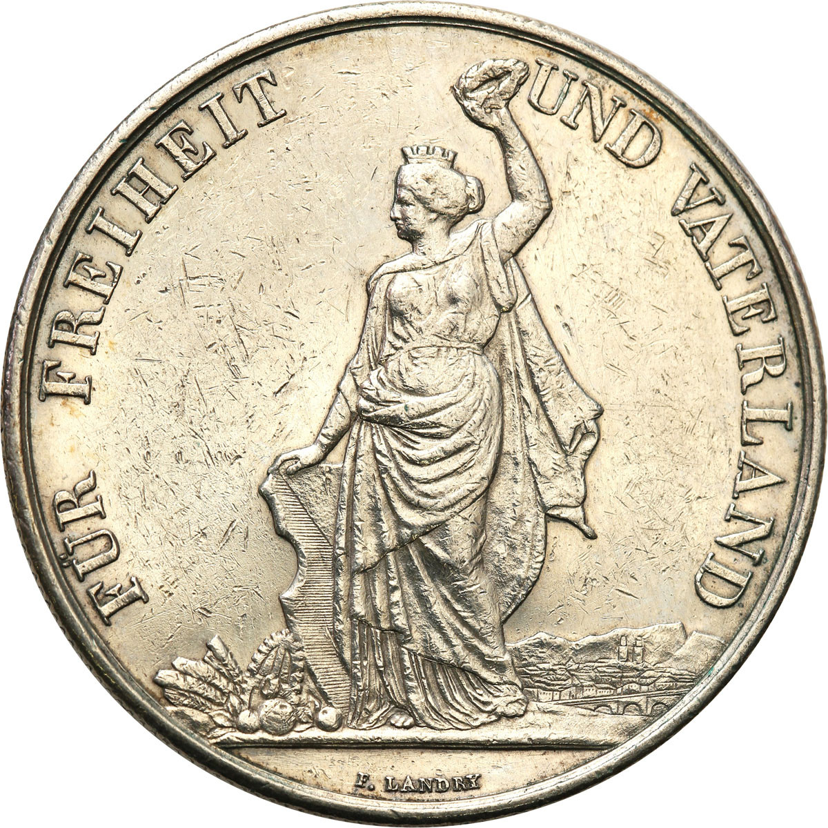Szwajcaria. 5 franków 1872, Festiwal Strzelecki w Zürichu
